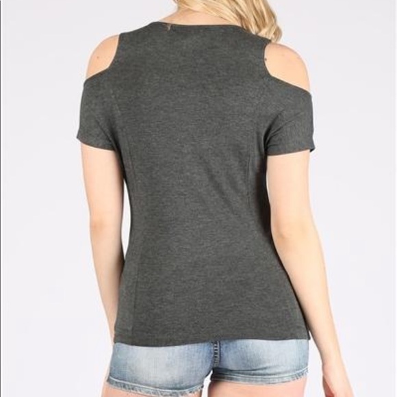 💥Charcoal Cold Shoulder Top - Picture 3 of 3